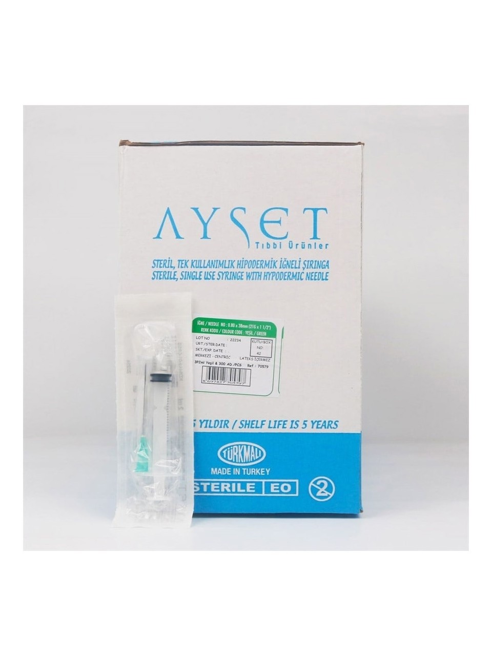 Ayset 5cc 3/P Yeşil (225'li adet)