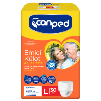 Canped Emici Külot Large 30'lu Paket Nefes Alan Tasarım ile Güçlü Emicilik Sağlayan Hasta Bezi