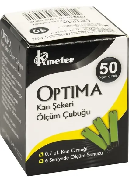 Optima 50 Adet Kan Şekeri Ölçüm Çubuğu Steril Tek Kullanımlık 0.7 µL Kan Örneği ile Hızlı Ölçüm