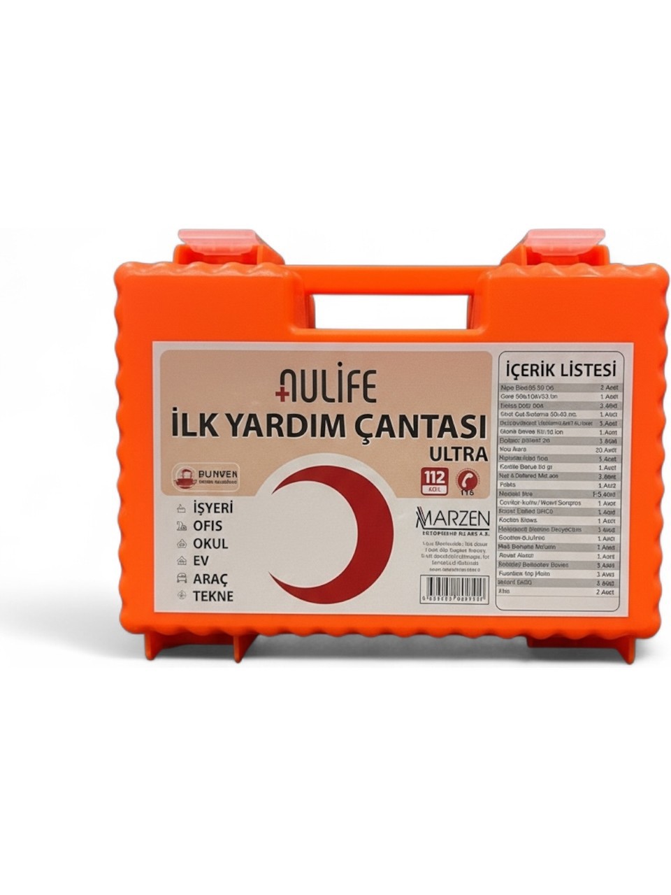 Nulife Ilk Yardım Çantası Seti Ultra – Iş Yeri, Ofis, Araç, Ev ve Tekne Için 112 Acil Uyumlu Ilk Yardım Seti Ecza Dolabı