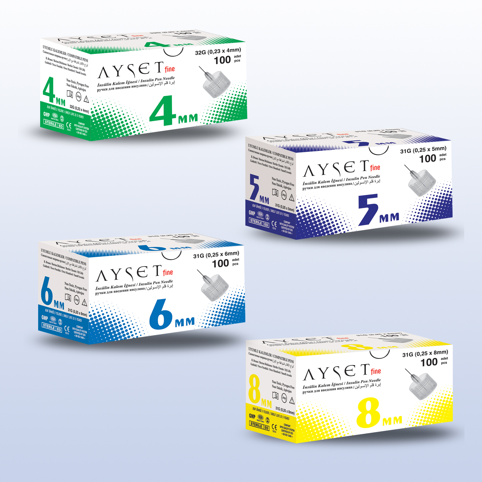 İ̇nsülin Kalem İ̇ğneleri 3 Bevel Tip