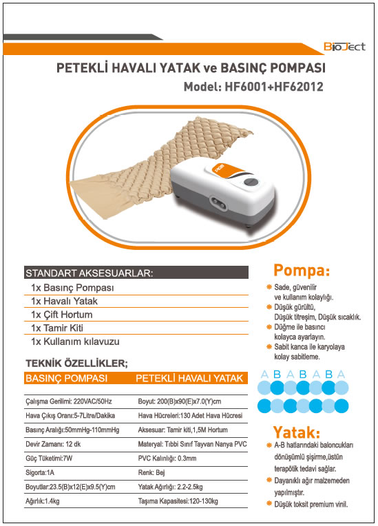 Bioject HF6001 + HF62012 Petekli Havalı Yatak Ve Basınç Pompası