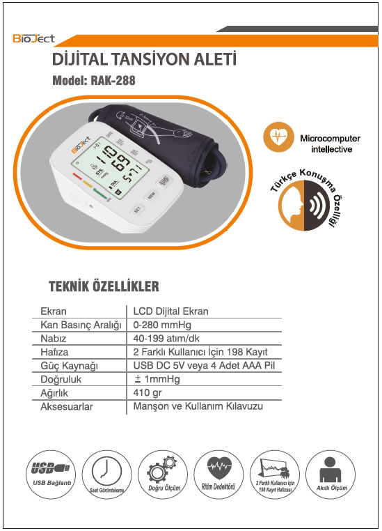 Bioject RAK-288 Dijital Tansiyon Aleti