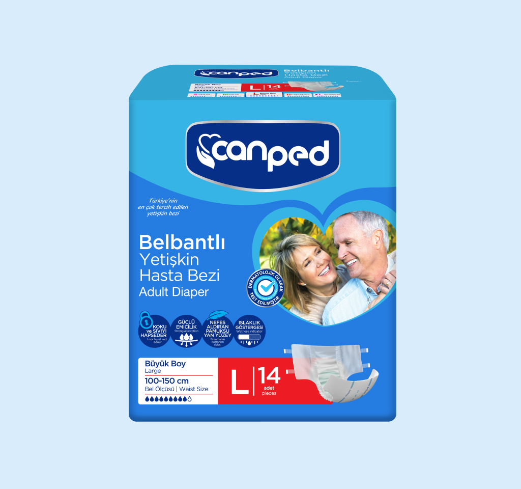Canped Tekstil Yüzeyli Belbantlı Yetişkin Large Hasta Bezi