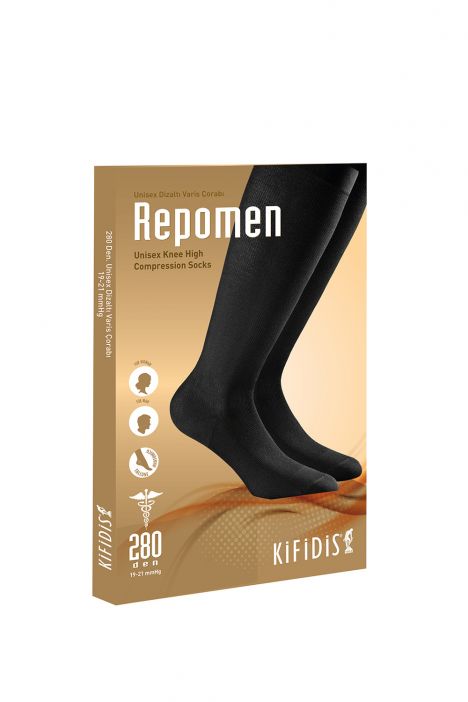 280 Den. 19-21 Mmhg Unisex Diz Altı Varis Çorabı (repomen) Antrasit / Anthracite