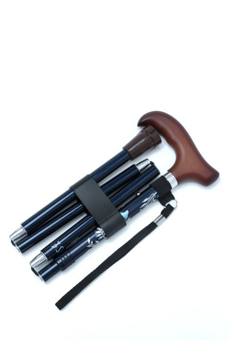 606 Saw Kifidis Taşlı Katlanır Baston 9033-2 Lacivert Desenli