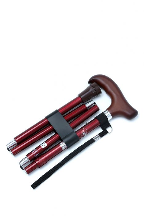 606 Saw Kifidis Taşlı Katlanır Baston 9030-1 Bordo Desenli